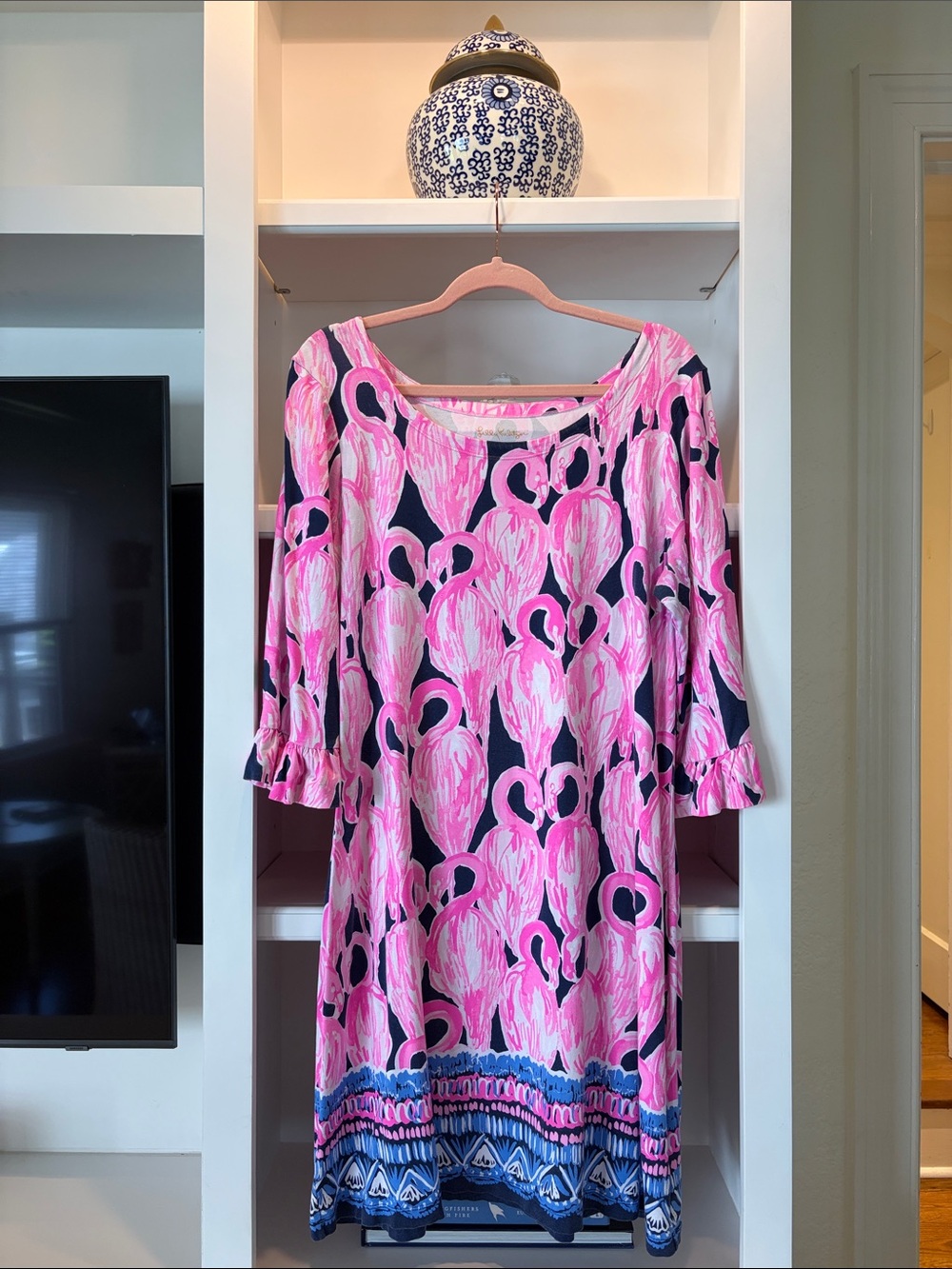 Lilly Pulitzer Pink & Navy 3/4 Sleeve Shift